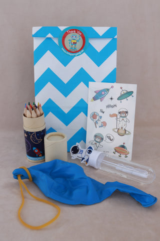 Space Blue Chevron-Pre Filled Paper Party Bag