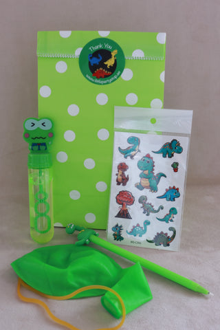 Dinosaur Green Spots- Pre Filled Paper Party Bag