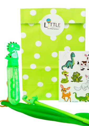 Dinosaur Green Spots- Pre Filled Paper Party Bag - Little Party Stop