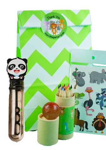 Animal Green Chevron-Pre Filled Paper Party Bag - Little Party Stop
