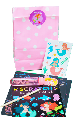 Mermaid Pink Spots-Pre Filled Paper Party Bag - Little Party Stop
