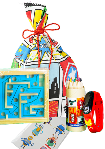 Superhero- Pre Filled Printed Fabric Party Bag - Little Party Stop