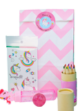 Unicorn Pink Chevron-Pre Filled Paper Party Bag - Little Party Stop